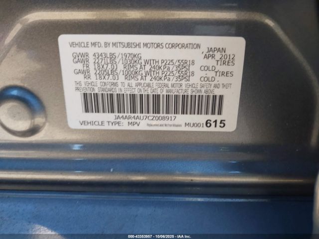 2012 MITSUBISHI OUTLANDER SPORT JA4AR4AU7CZ008917 Photo 8