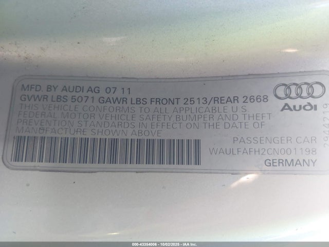 2012 AUDI A5 WAULFAFH2CN001198 Photo 8