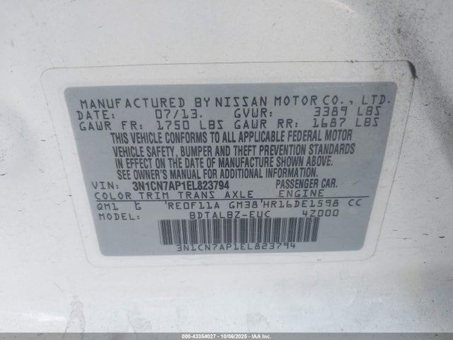 Nissan 2014 2014 3N1CN7AP1EL823794 Image 9