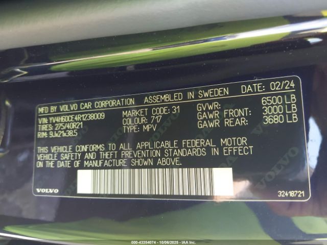 2024 VOLVO XC90 RECHARGE PLUG-IN HYBRID YV4H60CE4R1238009 Photo 8