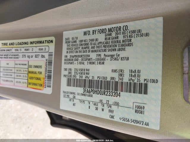 Ford 2018 2018 3FA6P0HD0JR233204 Image 9