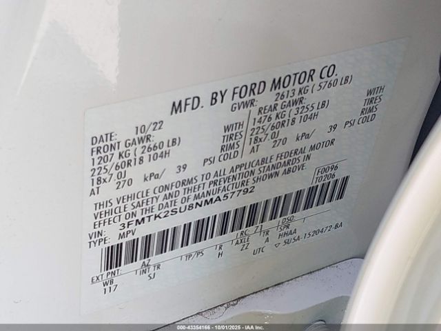 2022 FORD MUSTANG MACH-E 3FMTK2SU8NMA57792 Photo 8