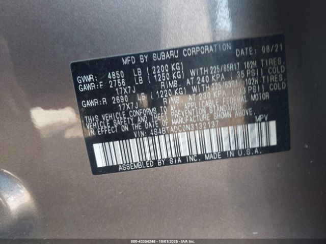 2022 SUBARU OUTBACK 4S4BTADC0N3132137 Photo 8