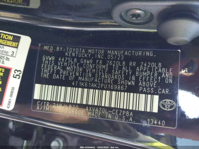 2023 TOYOTA CAMRY 4T1K61AK2PU169867 Photo 8