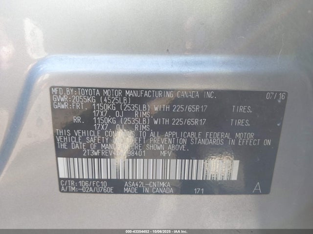 2T3WFREV4GW298401 Toyota 2ar-fe