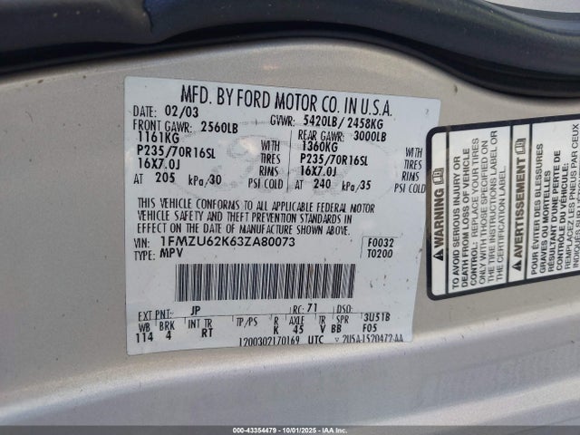 2003 FORD EXPLORER 1FMZU62K63ZA80073 Photo 8