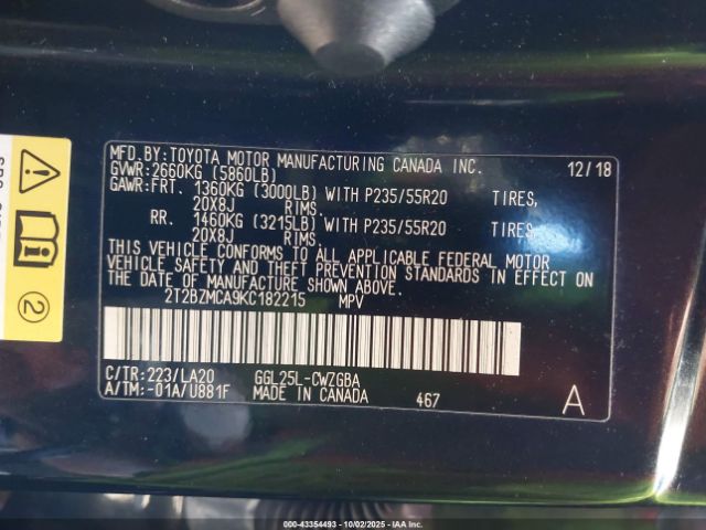 2019 LEXUS RX 350 2T2BZMCA9KC182215 Photo 8