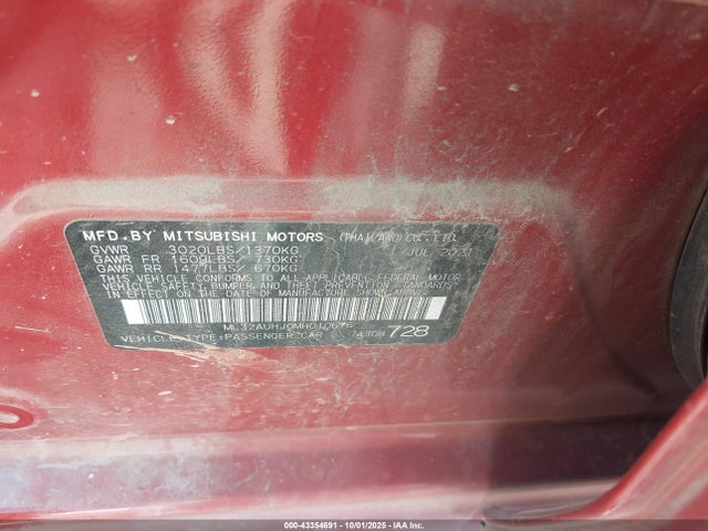 2021 MITSUBISHI MIRAGE ML32AUHJ0MH010676 Photo 8