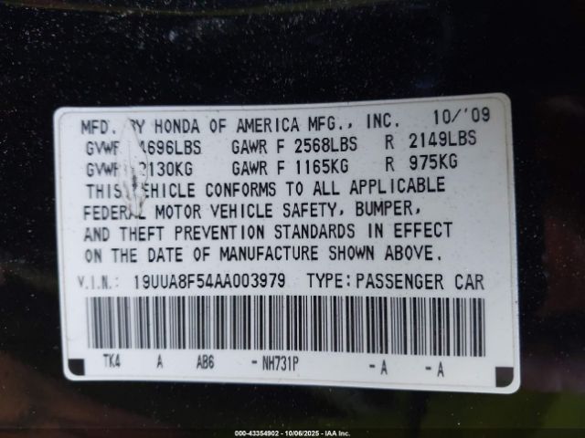 2010 ACURA TL 19UUA8F54AA003979 Photo 8