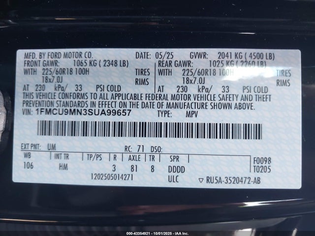 Ford dragon gtdi 2025 1FMCU9MN3SUA99657 Image 9
