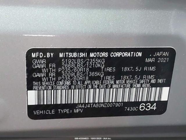 2022 MITSUBISHI OUTLANDER JA4J4TA80NZ007901 Photo 8