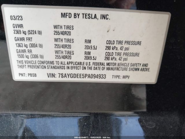 2023 TESLA MODEL Y 7SAYGDEE5PA094933 Photo 8