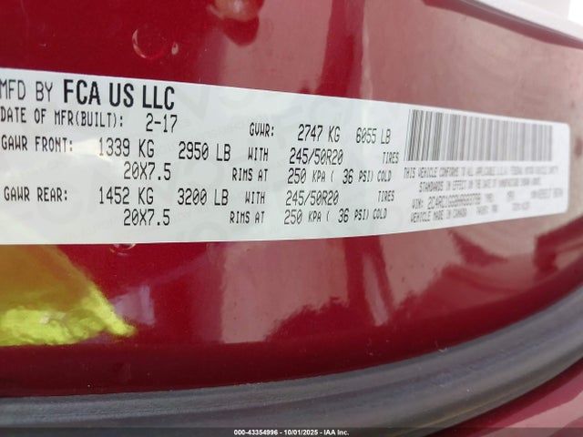 2C4RC1GG8HR683798 Chrysler 2017