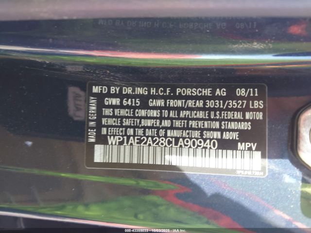 2012 PORSCHE CAYENNE HYBRID WP1AE2A28CLA90940 Photo 8