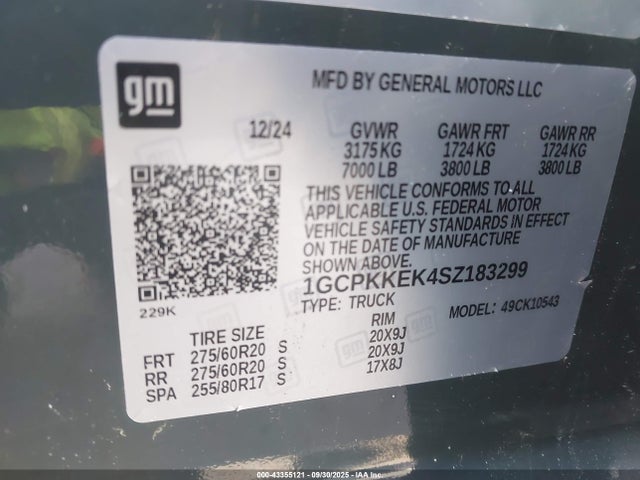 1GCPKKEK4SZ183299 Chevrolet l3b