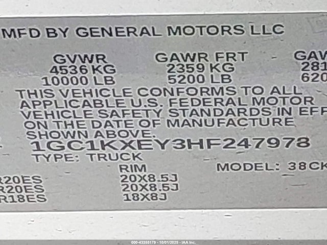 1GC1KXEY3HF247978 Chevrolet Silverado 2500hd High Country