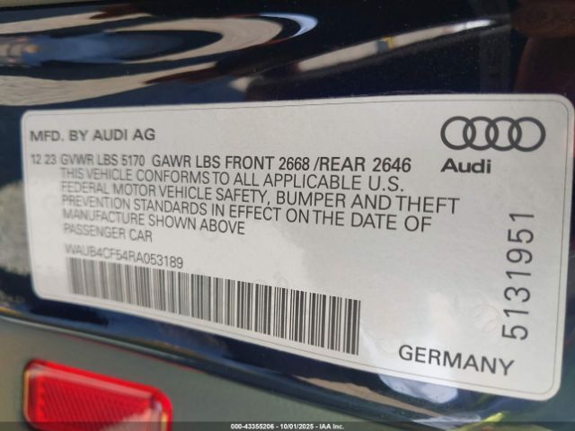 2024 AUDI S5 SPORTBACK WAUB4CF54RA053189 Photo 8