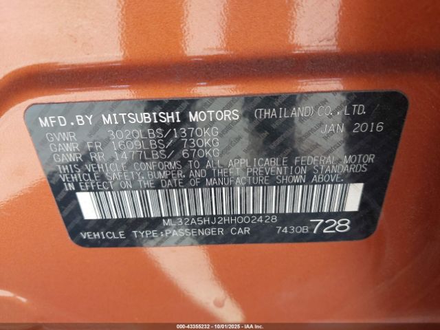 2017 MITSUBISHI MIRAGE ML32A5HJ2HH002428 Photo 8