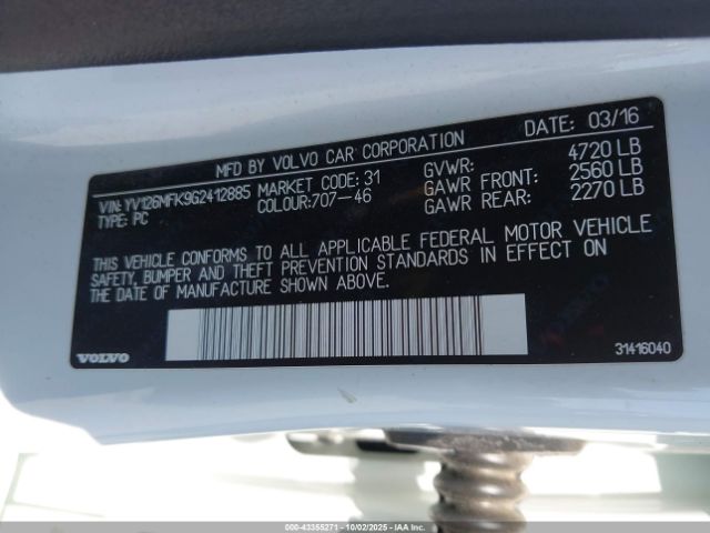 2016 VOLVO S60 YV126MFK9G2412885 Photo 8