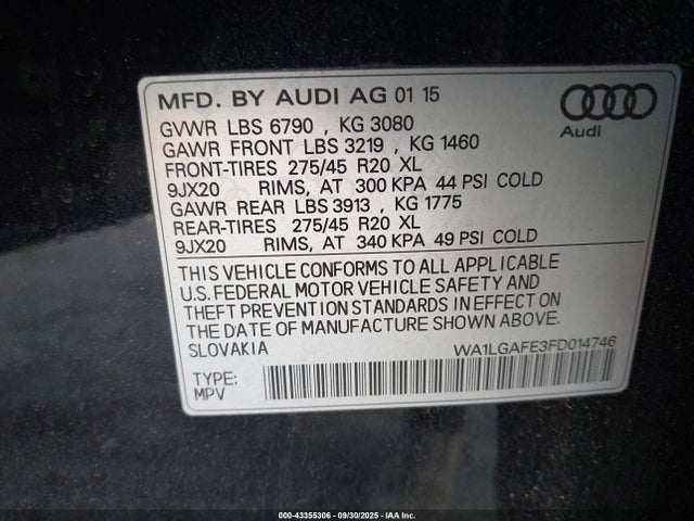 2015 AUDI Q7 WA1LGAFE3FD014746 Photo 8