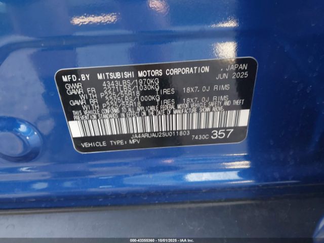 2025 MITSUBISHI OUTLANDER SPORT JA4ARUAU2SU011803 Photo 8