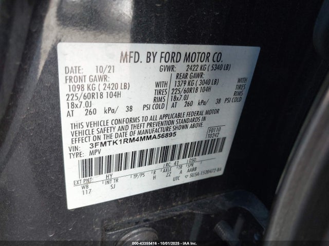Ford Mustang Mach-E 2021 3FMTK1RM4MMA56895 Image 9