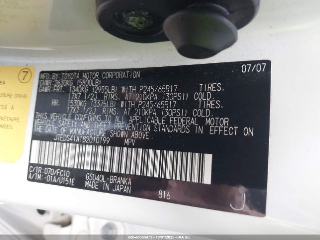 2008 TOYOTA HIGHLANDER JTEDS41A182010199 Photo 8