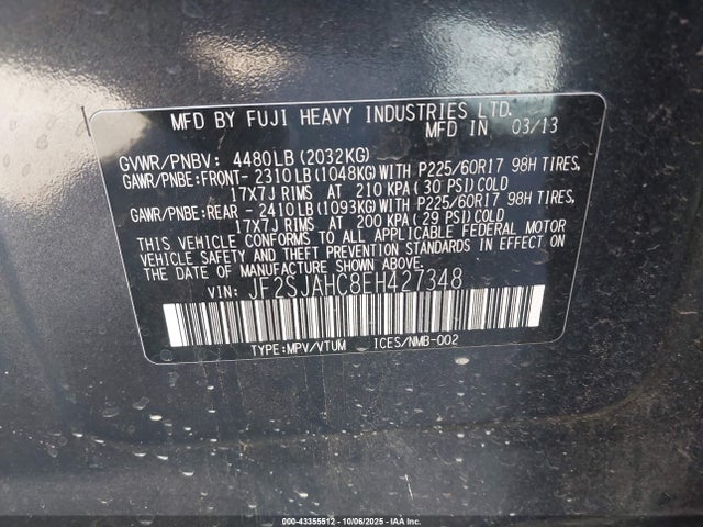 JF2SJAHC8EH427348 Subaru 2.5na u5