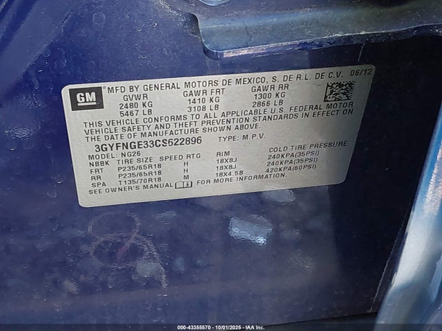 2012 CADILLAC SRX 3GYFNGE33CS622896 Photo 8