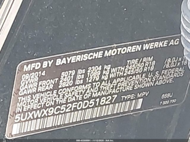 2015 BMW X3 5UXWX9C52F0D51827 Photo 8