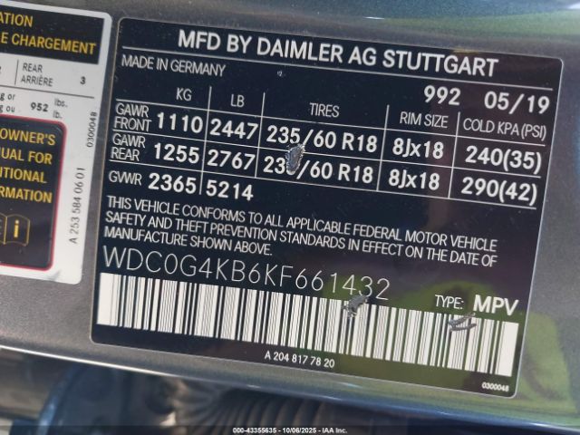 2019 MERCEDES-BENZ GLC WDC0G4KB6KF661432 Photo 8