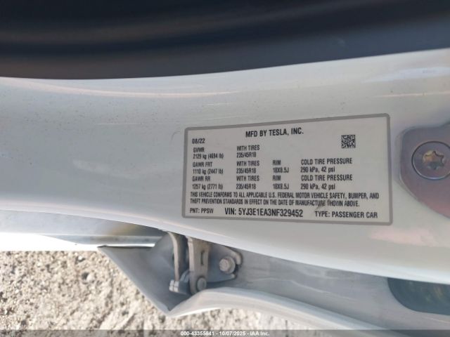 2022 TESLA MODEL 3 5YJ3E1EA3NF329452 Photo 8