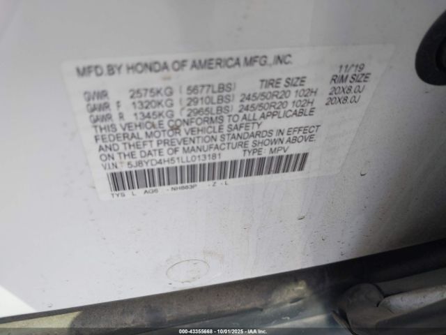 2020 ACURA MDX 5J8YD4H51LL013181 Photo 8