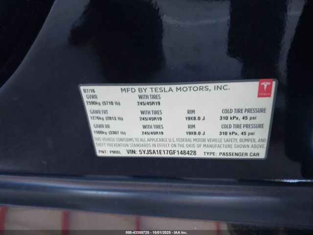 2016 TESLA MODEL S 5YJSA1E17GF148428 Photo 8