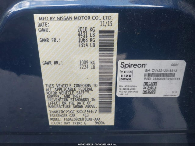 Nissan 2016 2016 1N4BZ0CP1GC302967 Image 9