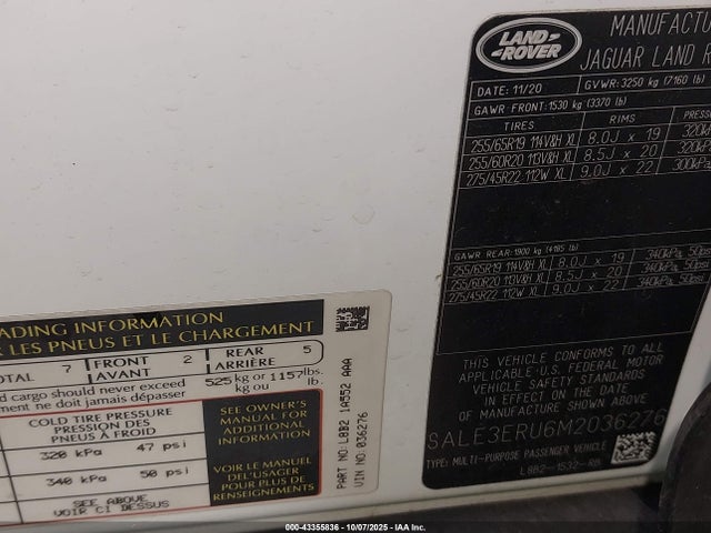 SALE3ERU6M2036276 Land Rover aj120 i6