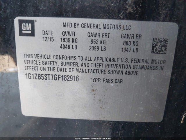1G1ZB5ST7GF182916 Chevrolet lfv - di: direct injection, vvt, gen1 gmna