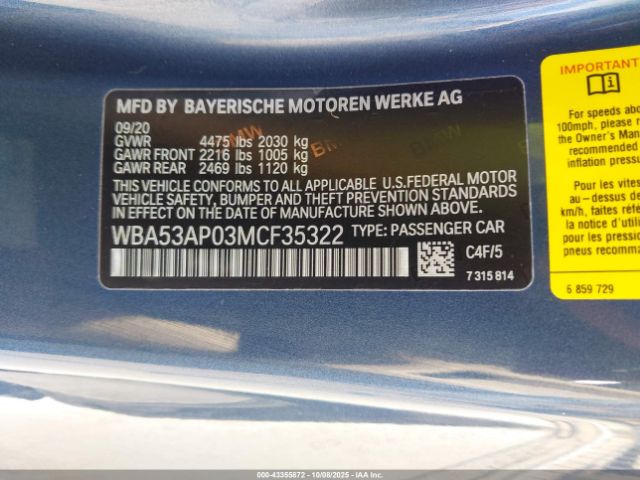 2021 BMW 430I WBA53AP03MCF35322 Photo 8