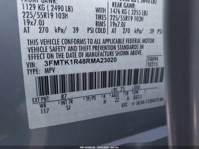 3FMTK1R48RMA23020 Ford Mustang Mach-e Select