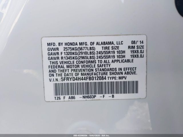 2015 ACURA MDX 5FRYD4H44FB012084 Photo 8