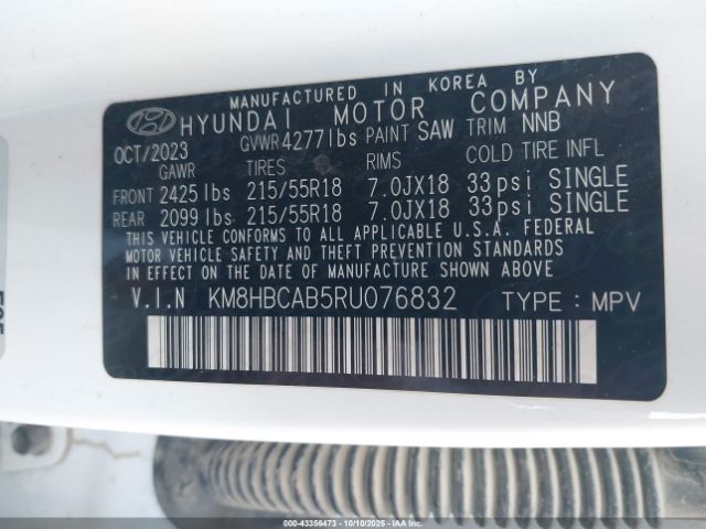 2024 HYUNDAI KONA KM8HBCAB5RU076832 Photo 8
