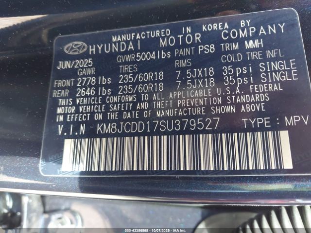 2025 HYUNDAI TUCSON HYBRID KM8JCDD17SU379527 Photo 8