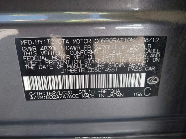 2013 LEXUS GS 350 JTHBE1BL0D5014561 Photo 8