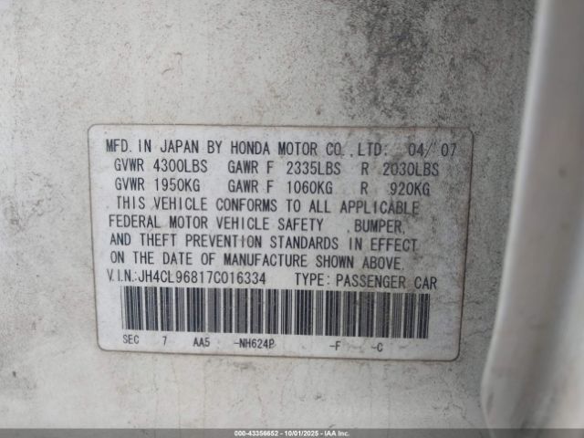 2007 ACURA TSX JH4CL96817C016334 Photo 8