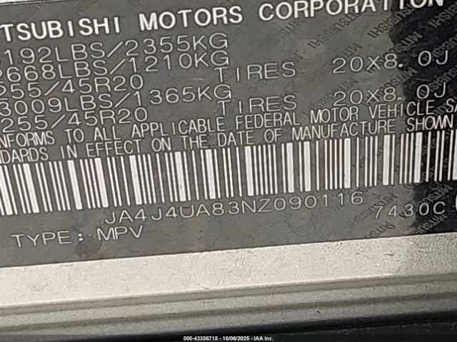 2022 MITSUBISHI OUTLANDER JA4J4UA83NZ090116 Photo 8