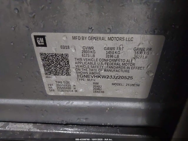 Chevrolet lfy - spark ignited direct injection, atss, gen 1 2018 1GNEVHKW2JJ220525 Image 9