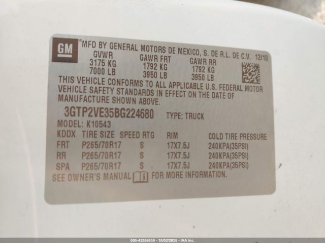 2011 GMC SIERRA 1500 3GTP2VE35BG224680 Photo 8