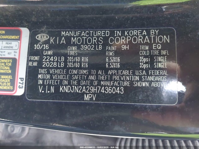 KNDJN2A29H7436043 KIA gdi