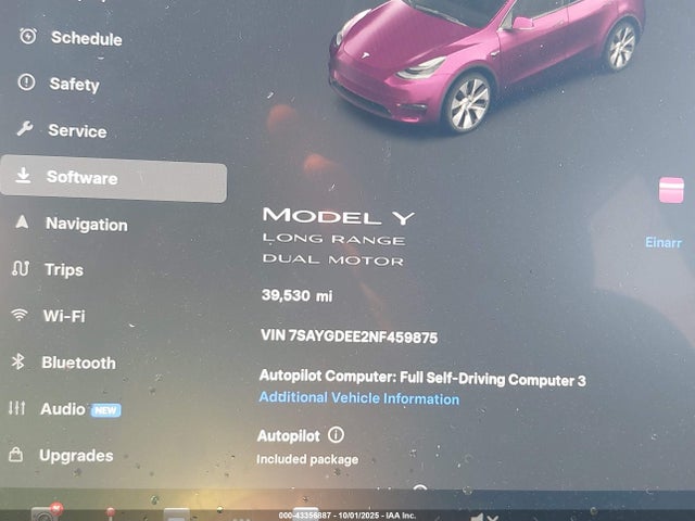 43356887 :رقم المزاد ، 7SAYGDEE2NF459875 vin ، 2022 Tesla Model Y Long Range Dual Motor All-wheel Drive مزاد بيع