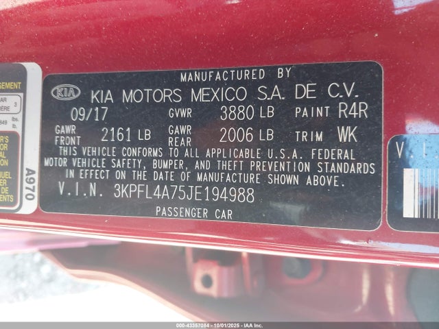 KIA mpi nu 2018 3KPFL4A75JE194988 Image 9